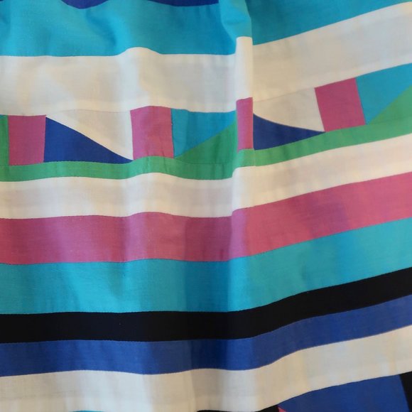 Vintage Patchwork Skirt Colorful Geometric Pattern - Picture 3 of 8